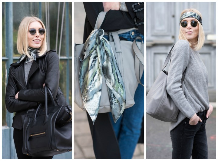 three ways to wear a silk scarf